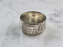 Load image into Gallery viewer, Mens Vintage Sterling Silver Cannabis Marijuana Pot Weed Band Ring 8.3g E1064