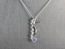 Load image into Gallery viewer, Womens Sterling Silver Blue Opal Seahorse Pendant Necklace 4.5g E1069