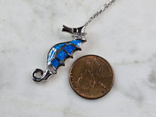 Load image into Gallery viewer, Womens Sterling Silver Blue Opal Seahorse Pendant Necklace 4.5g E1069