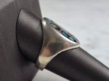 Load image into Gallery viewer, Mens Vintage Estate Sterling Silver Mosaic Turquoise Ring 12.7g E1101