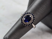 Load image into Gallery viewer, Womens Vintage Estate Sterling Silver Sapphire CZ Ring 3.5g #E1113