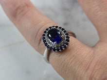 Load image into Gallery viewer, Womens Vintage Estate Sterling Silver Sapphire CZ Ring 3.5g #E1113