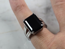 Load image into Gallery viewer, Womens Vintage Estate Sterling Silver Onyx Ring 7.6g E1127