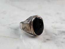 Load image into Gallery viewer, Mens Estate Sterling Silver 950 Modernist Onyx Ring 8.2g E1129