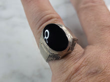 Load image into Gallery viewer, Mens Estate Sterling Silver 950 Modernist Onyx Ring 8.2g E1129