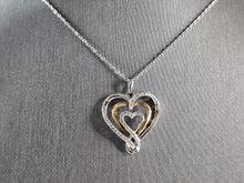 Load image into Gallery viewer, Womens Vintage Estate Sterling Silver Diamond Heart Pendant Necklace 3.4g E1131
