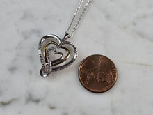 Load image into Gallery viewer, Womens Vintage Estate Sterling Silver Diamond Heart Pendant Necklace 3.4g E1131