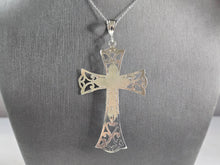 Load image into Gallery viewer, Womens Vint Sterling Silver Religious Jesus Cross Pendant Necklace 12.1g E1132