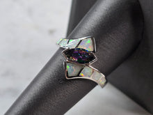 Load image into Gallery viewer, Womens Sterling Silver Modernist Blue Opal Mystic Topaz Ring 4.8g E1133