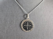 Load image into Gallery viewer, Womens Sterling Silver Religious St Benedict Cross Pendant Necklace 4.2g E1133