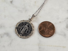 Load image into Gallery viewer, Womens Sterling Silver Religious St Benedict Cross Pendant Necklace 4.2g E1133