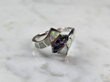Load image into Gallery viewer, Womens Sterling Silver Modernist Blue Opal Mystic Topaz Ring 4.8g E1133