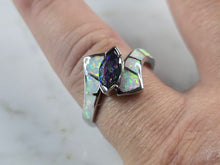Load image into Gallery viewer, Womens Sterling Silver Modernist Blue Opal Mystic Topaz Ring 4.8g E1133