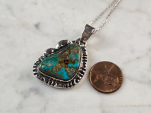 Load image into Gallery viewer, Womens Vintage Estate Sterling Silver Turquoise Pendant Necklace 19.2g E1134