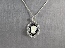 Load image into Gallery viewer, Womens Sterling Silver Victorian Style Cameo Pendant Necklace 5.2g E1144