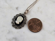 Load image into Gallery viewer, Womens Sterling Silver Victorian Style Cameo Pendant Necklace 5.2g E1144