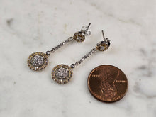Load image into Gallery viewer, Womens Vintage Estate Sterling Silver CZ Earrings 3.1g #E1148