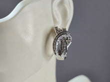 Load image into Gallery viewer, Womens Vintage Estate Sterling Silver Modernist CZ Earrings 8.7g #E1149
