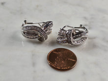 Load image into Gallery viewer, Womens Vintage Estate Sterling Silver Modernist CZ Earrings 8.7g #E1149