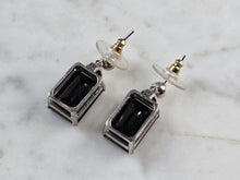Load image into Gallery viewer, Womens Vintage Estate Sterling Silver Onyx Earrings 7.7g E1150