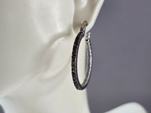 Load image into Gallery viewer, Womens Vintage Estate Sterling Silver Garnet Hoop Earrings 7.0g E1152