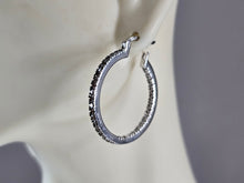 Load image into Gallery viewer, Womens Vintage Estate Sterling Silver Garnet Hoop Earrings 7.0g E1152