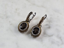 Load image into Gallery viewer, Womens Vintage Estate Sterling Silver Gold Tone Smoky Quartz Earrings 9.0g E1154