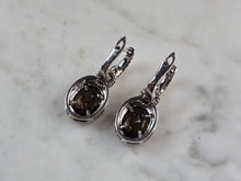 Load image into Gallery viewer, Womens Vintage Estate Sterling Silver Gold Tone Smoky Quartz Earrings 9.0g E1154