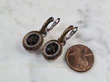 Load image into Gallery viewer, Womens Vintage Estate Sterling Silver Gold Tone Smoky Quartz Earrings 9.0g E1154