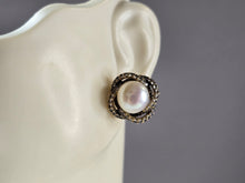 Load image into Gallery viewer, Womens Vintage Estate Sterling Silver Gold Tone Pearl Jacket Earrings 6.7g E1155