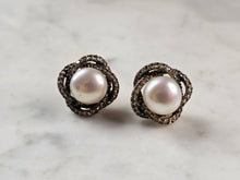 Load image into Gallery viewer, Womens Vintage Estate Sterling Silver Gold Tone Pearl Jacket Earrings 6.7g E1155