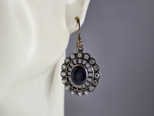 Load image into Gallery viewer, Womens Vintage Estate Sterling Silver Natural Sapphire CZ Earrings 6.8g E1156