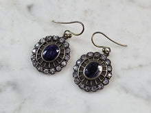 Load image into Gallery viewer, Womens Vintage Estate Sterling Silver Natural Sapphire CZ Earrings 6.8g E1156