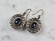 Load image into Gallery viewer, Womens Vintage Estate Sterling Silver Natural Sapphire CZ Earrings 6.8g E1156