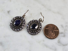 Load image into Gallery viewer, Womens Vintage Estate Sterling Silver Natural Sapphire CZ Earrings 6.8g E1156