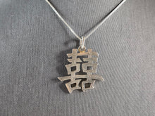 Load image into Gallery viewer, Sterling Silver Chinese Symbol Double Happiness Pendant Necklace 7.8g E1160