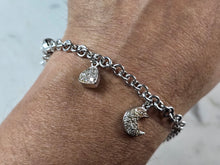 Load image into Gallery viewer, Womens Vintage Estate Sterling Silver Chain Link Charm Bracelet 13.2g E1167