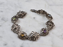 Load image into Gallery viewer, Womens Vintage Estate Sterling Silver Multi Stone Bracelet 13.6g E1176