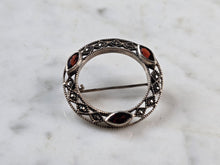 Load image into Gallery viewer, Womens Vintage Estate Sterling Silver Garnet Brooch 4.7g #E1178