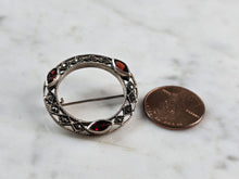 Load image into Gallery viewer, Womens Vintage Estate Sterling Silver Garnet Brooch 4.7g #E1178