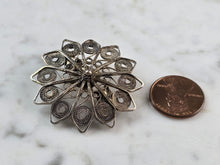 Load image into Gallery viewer, Womens Vintage Estate Sterling Silver Filigree Brooch 5.7g E1180