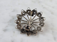 Load image into Gallery viewer, Womens Vintage Estate Sterling Silver Turquoise Filigree Brooch 3.0g E1182