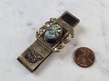 Load image into Gallery viewer, Vintage Estate Sterling Silver Incan Mayan Abalone Money Clip 20.0g E1185