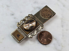 Load image into Gallery viewer, Vintage Estate Sterling Silver Incan Mayan Abalone Money Clip 19.6g E1186