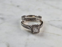 Load image into Gallery viewer, Womens Vintage Estate 14K White Gold Diamond Leo Ring Set 8.8g E1190