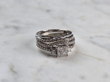 Load image into Gallery viewer, Womens Vintage Estate 14K White Gold Diamond Ring Set 5.4g E1192