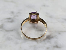 Load image into Gallery viewer, Womens Vintage Estate 10K Yellow Gold Amethyst Diamond Ring 1.5g E1194
