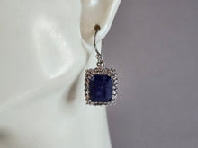 Load image into Gallery viewer, Womens Vintage Estate Sterling Silver Natural Sapphire CZ Earrings 5.0g E1301