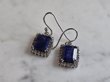 Load image into Gallery viewer, Womens Vintage Estate Sterling Silver Natural Sapphire CZ Earrings 5.0g E1301