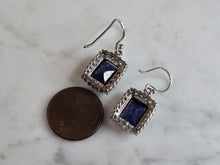 Load image into Gallery viewer, Womens Vintage Estate Sterling Silver Natural Sapphire CZ Earrings 5.0g E1301